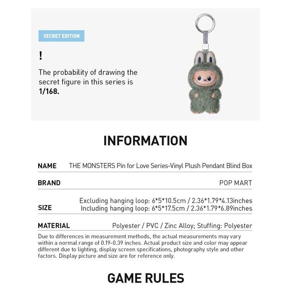 Pop Mart Labubu Pin for Love Plush Pendant Heart Secret - Picture 4 of 10